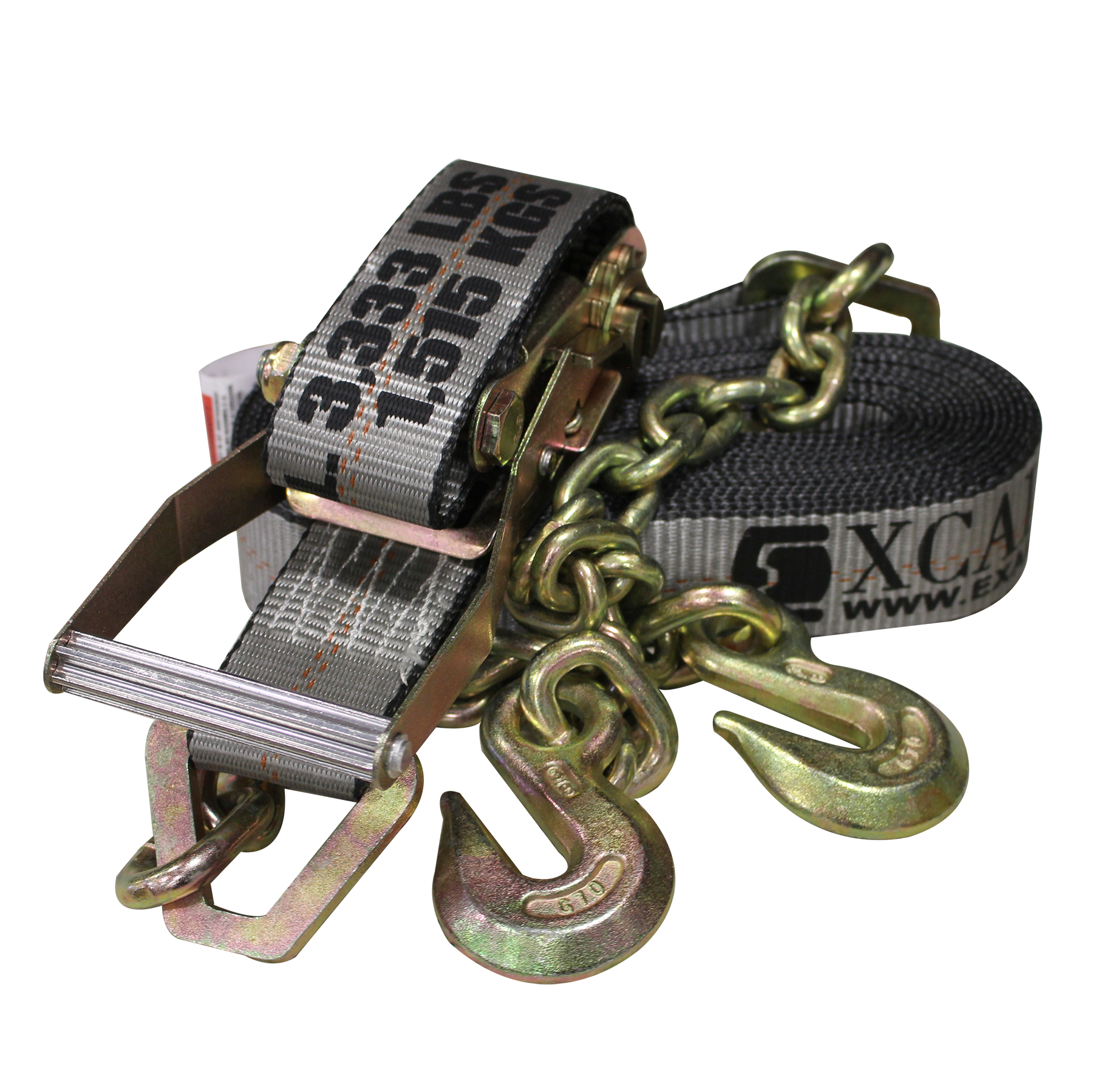2 x30 Heavy Duty Ratchet Strap with Chain Extensions Excalibur