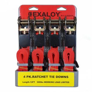 1" X 12' Utility Ratchet Straps - 4 Pack