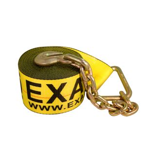 4"x40' Winch Strap with Chain Anchors - Standard Yellow