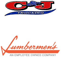 C&J Trucking logo and  Lumberman's logo